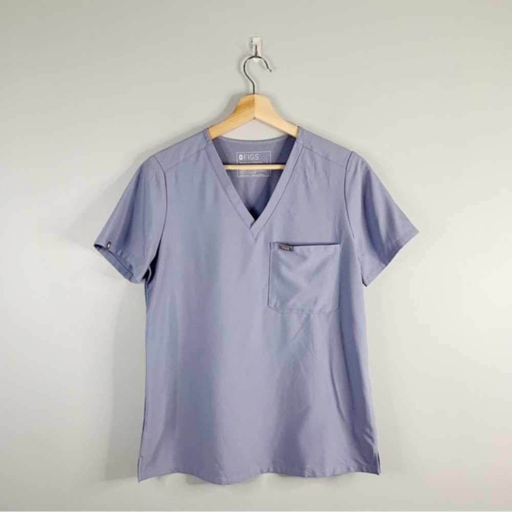 Figs Catrina One Pocket Scrub Top V Neck Classic Stretch Lavender Purple Small S